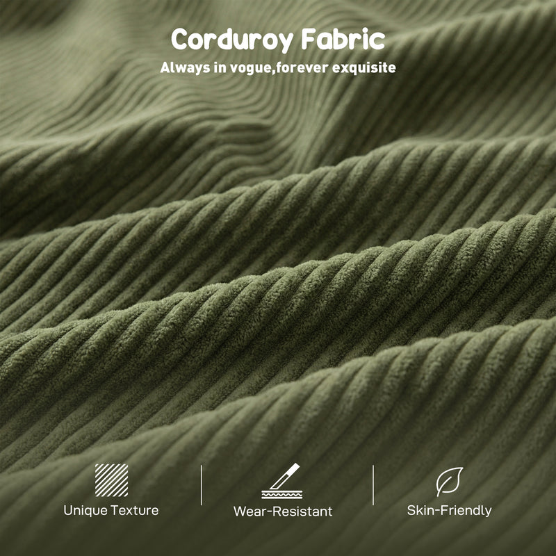 Compact Supportive Armchair for Small Spaces with Easy Clean Corduroy Dark Green
