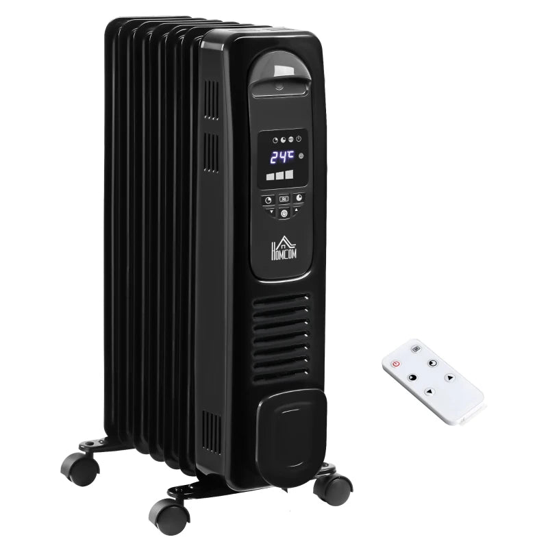 Oil Filled Radiator, LED Display, 3 Settings, Remote, 1630W