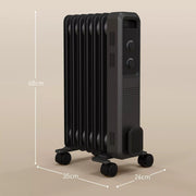 Image of a Oil Filled Electric Radiator 1500W 7 Fin - Grey