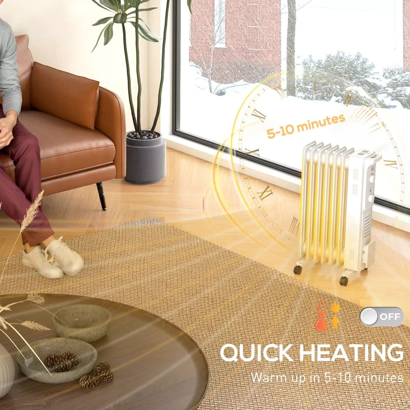 Image of a Oil Filled Electric Radiator 1500W 7 Fin - White