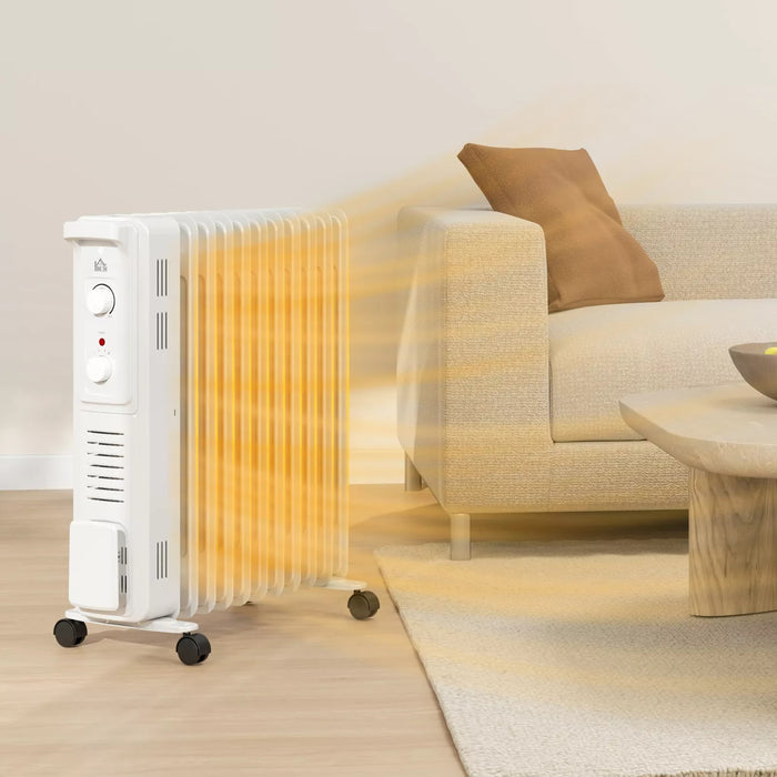 Oil Filled Electric Radiator 2500W 11 Fin - White