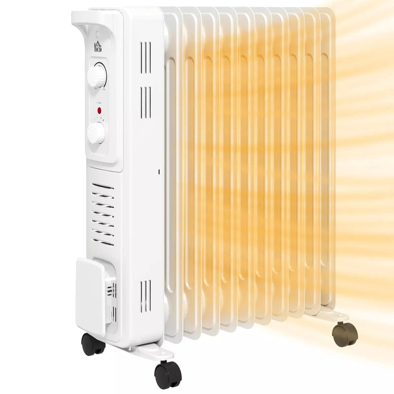 Oil Filled Electric Radiator 2500W 11 Fin - White
