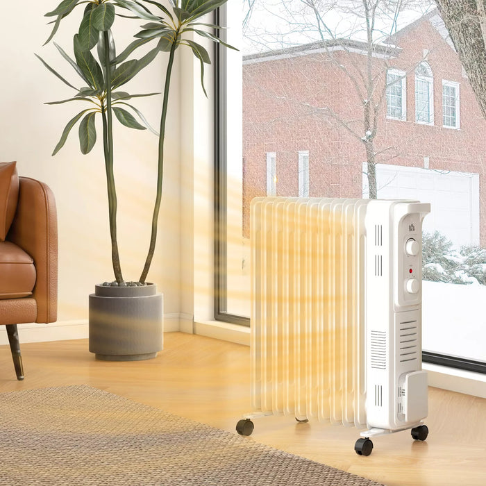 Oil Filled Electric Radiator 2500W 11 Fin - White