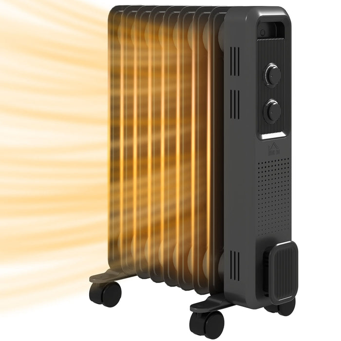Oil Filled Electric Radiator 2Kw 9 Fin - Grey