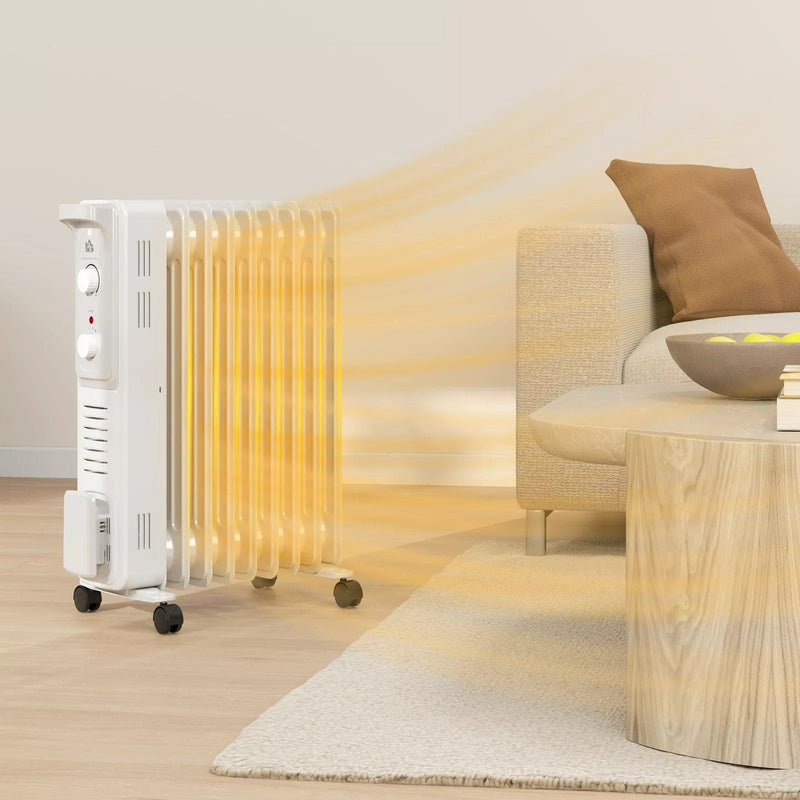 Image of an Oil Filled Electric Radiator 2Kw 9 Fin - White