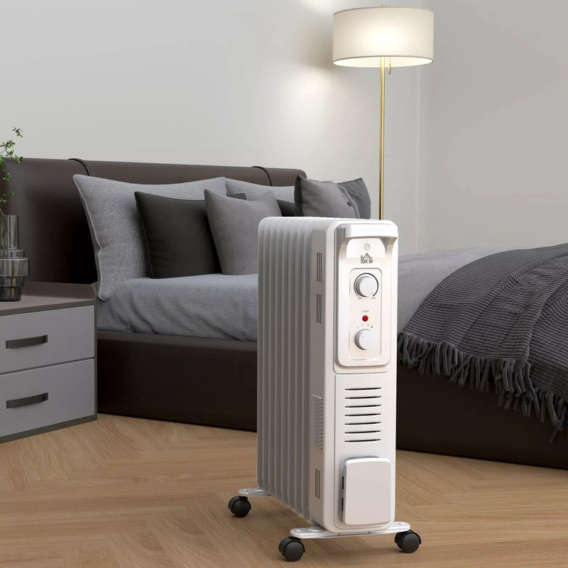 Image of an Oil Filled Electric Radiator 2Kw 9 Fin - White