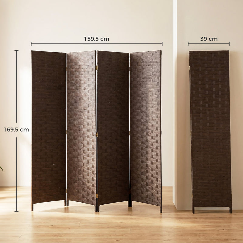 Folding Room Divider with 4 Panels for Instant Privacy and Flexible Space Dark Brown
