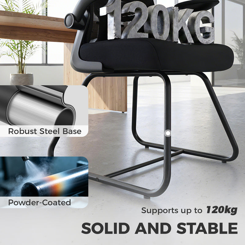 Desk Chair with Flip Up Arms for Easy Under Desk Storage Black Homcom