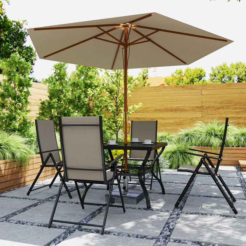 Five Piece Steel Frame Patio Set in Khaki and Black by Outsunny