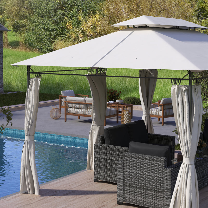 Dark Grey 3 x 4m Metal Frame Gazebo With Two-Tier Roof by Outsunny
