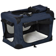 Foldable Soft Pet Carrier With Storage For Small Dogs And Cats Travel Crate, Dark Blue