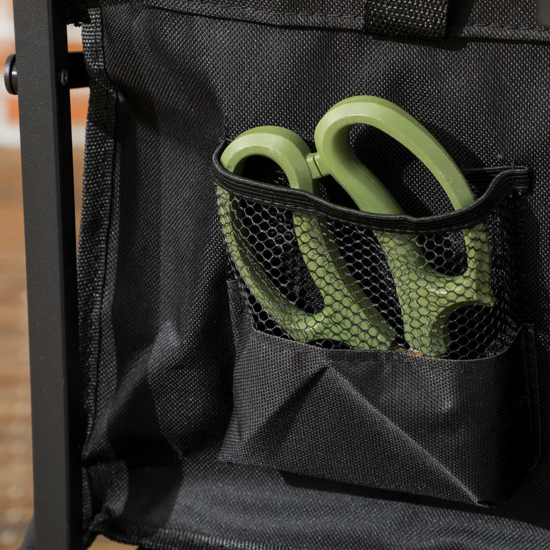 Black Folding Festival Trolley Cart With Steel Frame Wheels and Handle for Easy Storage