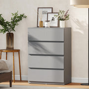 Chest of Drawers with 4 Spacious Handleless Storage Drawers for Bedroom Organisation Grey AOSOM
