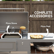 Silver Portable BBQ Pizza Oven with Thermometer Stone Peel and Handles by Outsunny