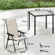 4 Seater Garden Dining Set with Folding Chairs and Space Saving Table for Small Patios, Brown Outsunny