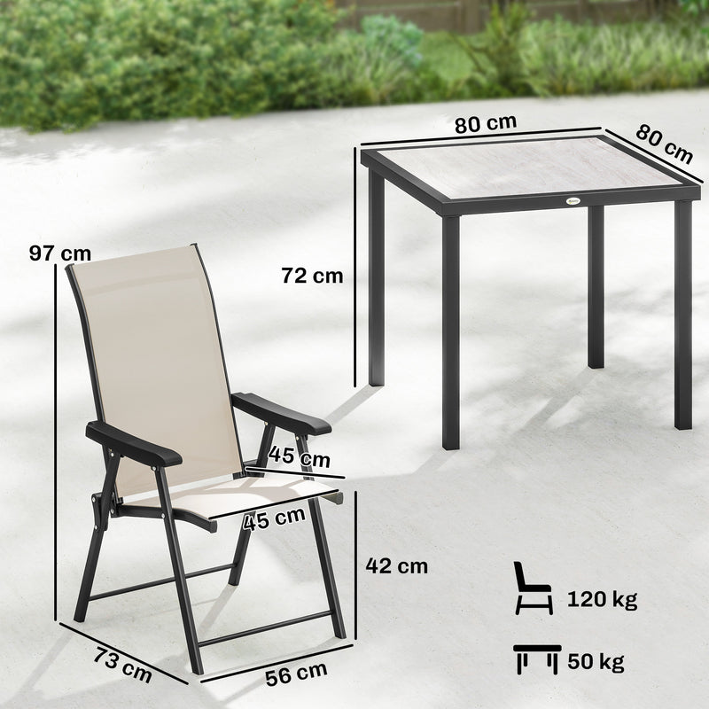 4 Seater Garden Dining Set with Folding Chairs and Space Saving Table for Small Patios, Brown Outsunny