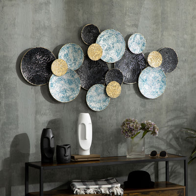 3D Metal Wall Art Sculpture for Living Room or Bedroom Adds Modern Style Blue, Black and Gold