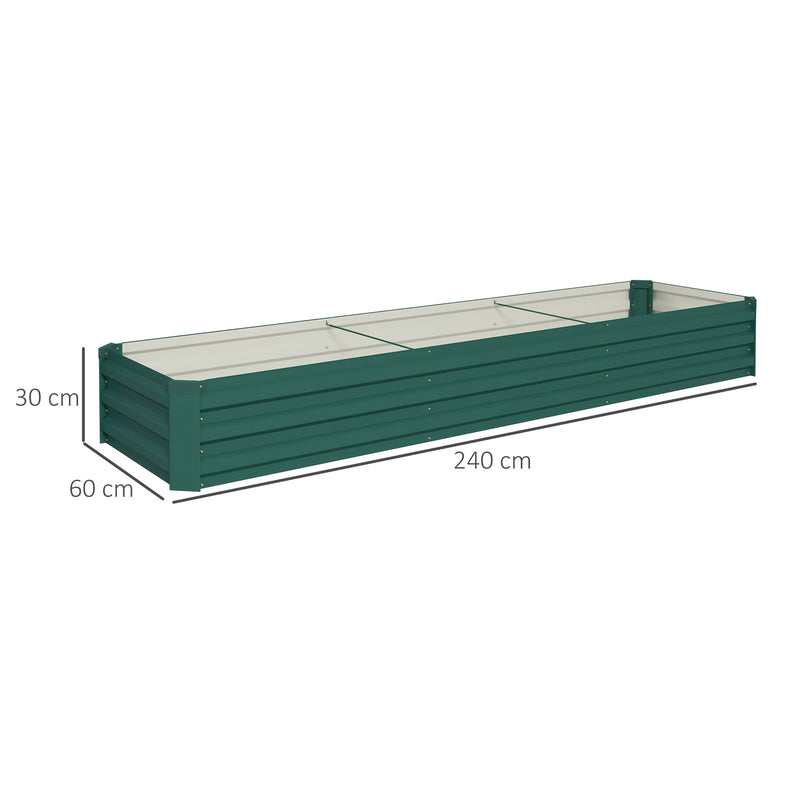 Galvanised Steel Raised Garden Bed 60 x 240cm With Open Bottom For Easy Drainage AOSOM
