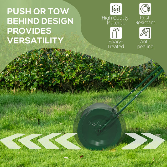 63L Heavy Duty Garden Lawn Roller Drum Steel Water or Sand Filled Dark Green by Outsunny