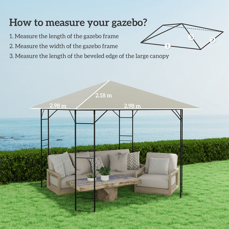 Gazebo Canopy Replacement for 3 x 3 m Frame with Sun and Rain Protection Grey Outsunny