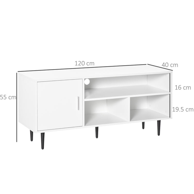 White TV Stand Cabinet for TVs up to 60 Inches with Storage Shelves by HOMCOM