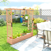 Large Wooden Garden Planter With Trellis Ideal for Climbing Plants Fir Wood Brown Outsunny