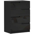 Chest of Drawers with 4 Spacious Drawers for Organised Bedroom Storage High Gloss Black