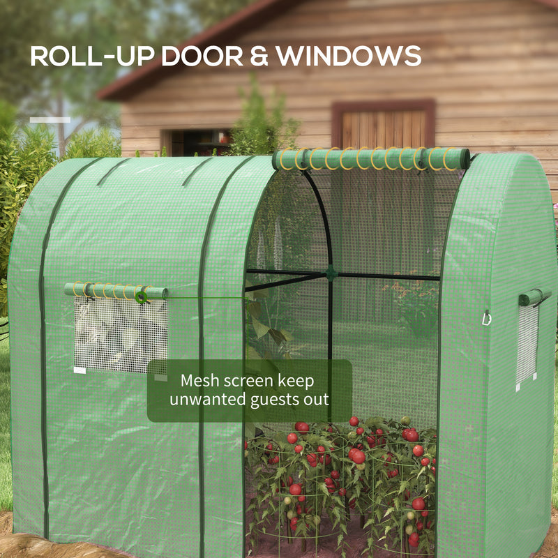 Portable Tomato Greenhouse With Roll Up Doors and Mesh Windows For Outdoor Growing Green