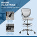 Light Grey Draughtsman Office Chair with Wheels Adjustable 68-88cm by Vinsetto