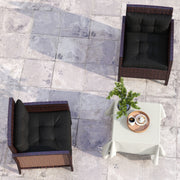 2 Piece Garden Chair Cushions Set with Back Support for Indoor or Outdoor Use Black AOSOM