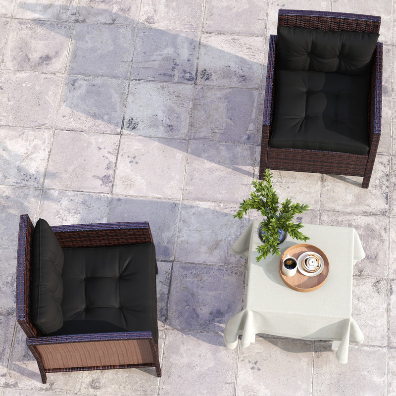 2 Piece Garden Chair Cushions Set with Back Support for Indoor or Outdoor Use Black AOSOM