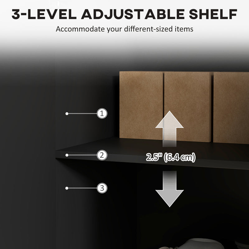 Sideboard Storage Cabinet with Adjustable Shelves for Kitchen or Hallway Organisation Black