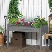 Outsunny Raised Bed for Garden, Wooden Elevated Planter Box with Bed Liner, for Flower Vegetable Herb, Dark Grey AOSOM