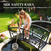 Metal Garden Bridge with Safety Railings for Crossing Streams or Flowerbeds Black Outsunny