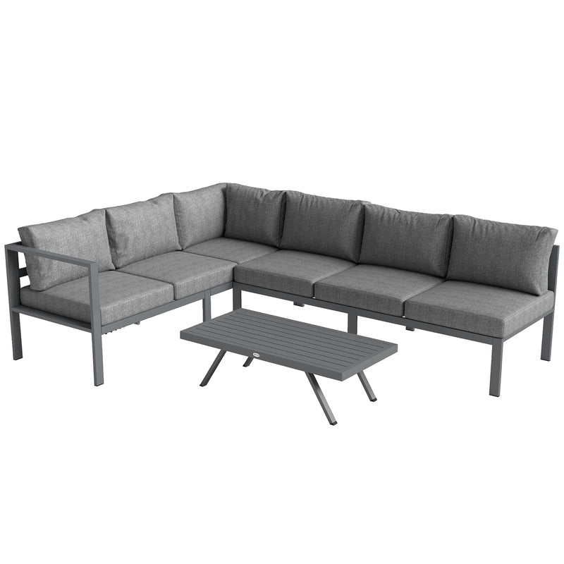 Garden Corner Sofa Set with Adjustable Backrest and Table for Flexible Outdoor Seating, Dark Grey