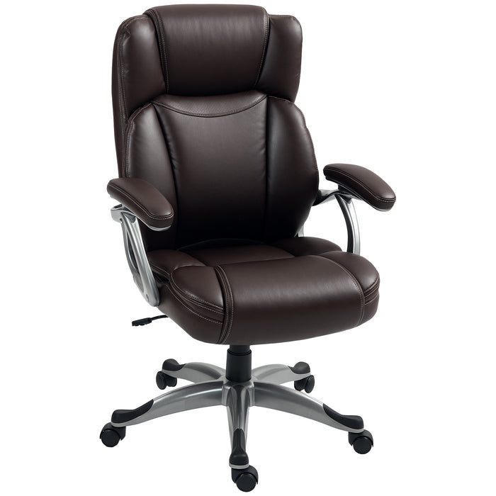 Brown Faux Leather Executive Office Chair Adjustable Height and Swivel Base by HOMCOM