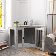 2 in 1 Dog Crate and Side Table with Soft Cushion Ideal for Medium Dogs Grey