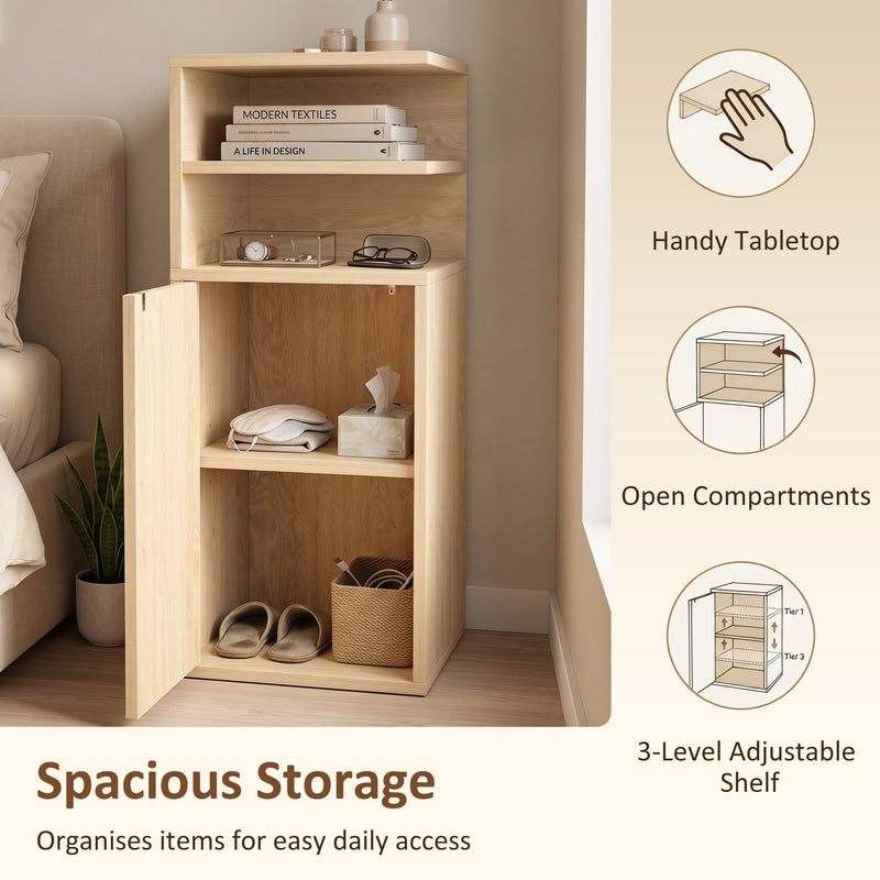 Slim Bedside Tables Set of 2 with Storage for Small Bedrooms