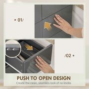 Kitchen Cupboard with Adjustable Shelves and Push-Open Doors for Easy Storage High Gloss Grey AOSOM