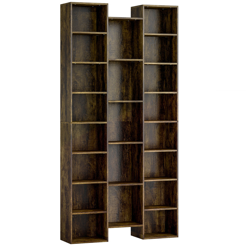Tall Wooden 21 Cube Bookcase With Open Storage Shelves For Home Office Brown AOSOM