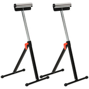 Adjustable Roller Stand for Steady Woodworking Support in Workshops and Garages Black Silver AOSOM