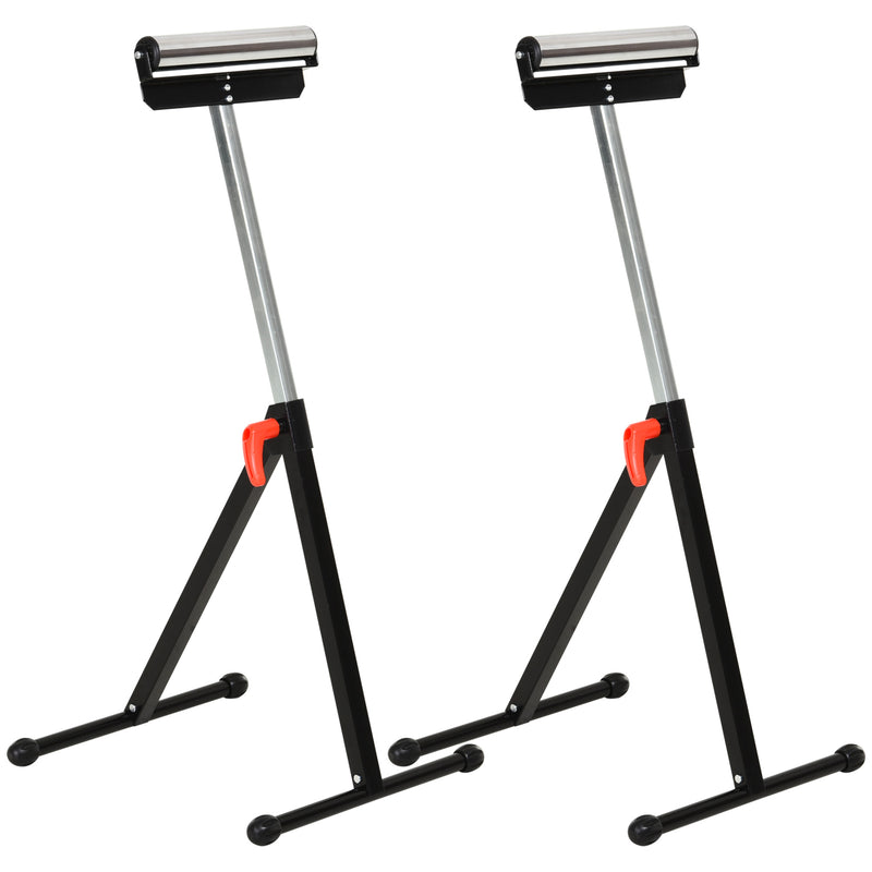 Adjustable Roller Stand for Steady Woodworking Support in Workshops and Garages Black Silver AOSOM