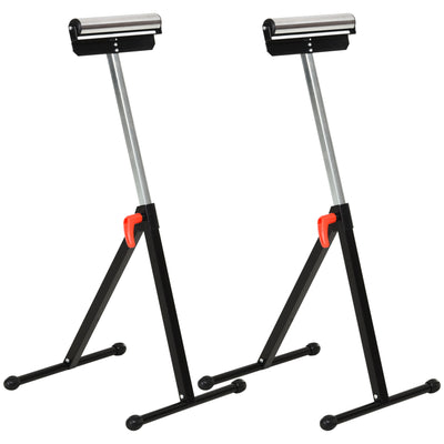 Adjustable Roller Stand for Steady Woodworking Support in Workshops and Garages Black Silver AOSOM