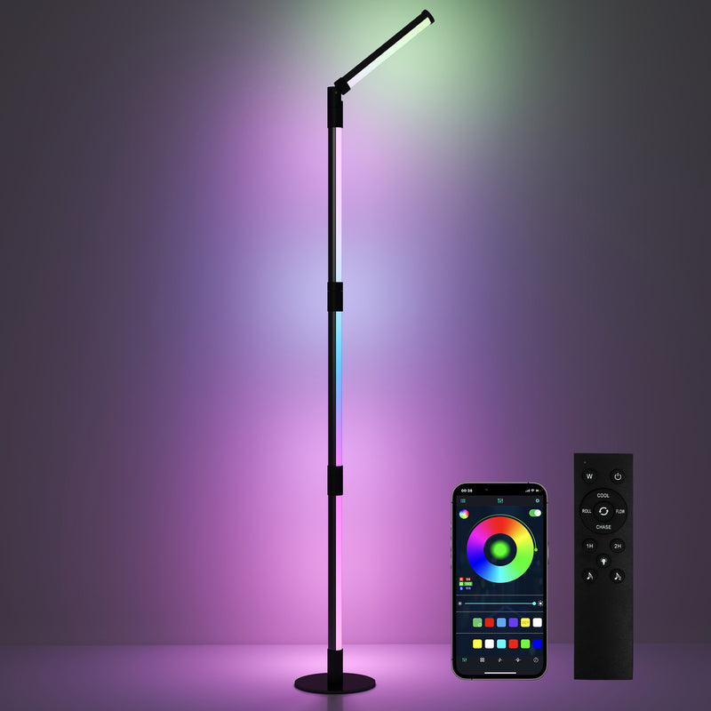 LED Colour Changing Corner Floor Lamp with RGB Music Sync and Remote Control by HOMCOM