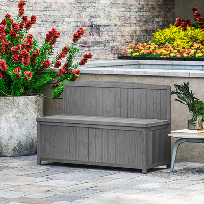 Grey Wooden Garden Storage Bench by Outsunny