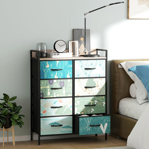 8 Drawer Chest of Drawers with Spacious Storage for Bedroom or Living Room Blue