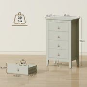 Modern 4 Drawer Chest of Drawers with PU Leather Handles for Bedroom or Hallway, Green