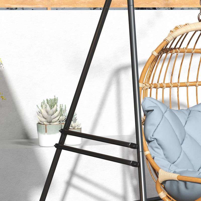 Black Metal Hammock Chair Stand Heavy Duty Frame For Egg Chairs And Porch Swings
