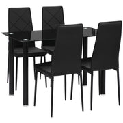 Space Saving 5 Piece Dining Table Set for 4 with Steel Frame Ideal for Small Kitchens Black
