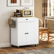 Rolling Kitchen Island with Drawer and Towel Rail for Extra Storage Space, White 82x38x86.5cm